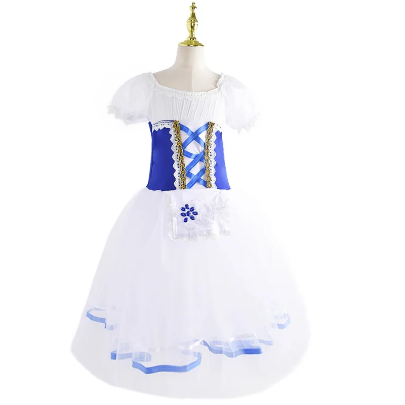 

Long Romantic Ballet Tutu Blue Ballet Dress Performance Clothes Swan Lake Ballerine Femme Children Girls Fairy Ballet Costume