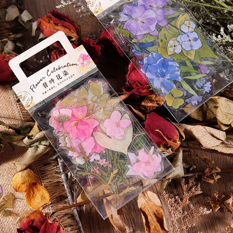 

16pack Wholesale Stationery Sticker Scrapbook PVC Flower Plant Rose Decoration Album Diary Handbook