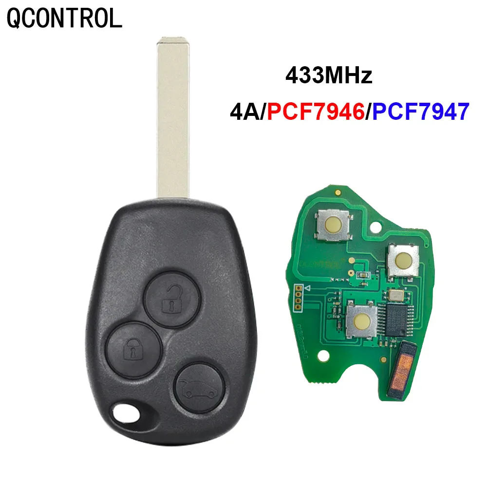 QCONTROL Car Door Lock Remote Key Fit for Renault Clio Scenic Kangoo Megane 433MHz with PCF7946 / PCF7947/4A  Chip VA2 blade remotekey brand new 433mhz pcf7946 chip ask car remote key suit for renault clio scenic kangoo megane 2006 2007 2008 2009 2010