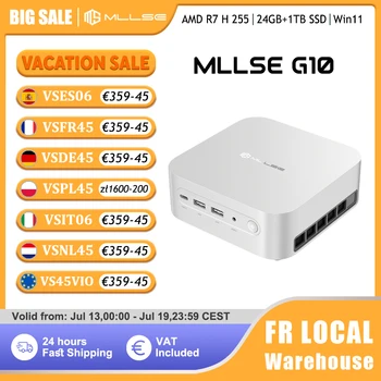 Mllse G10 Mini PC New AMD Ryzen 7 H 255 24GB DDR5 RAM 1TB SSD Wi-Fi 6 BT5.2 USB 3.0 Window11 Pro Gaming Desktop Mini Computer