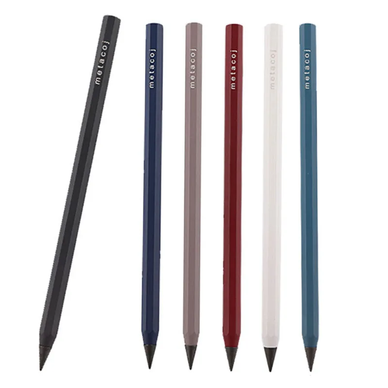 6 Colors Metal Eternal Pencil 12 Colors HB Replaceable Pen Tips School Office Art Sketching Painting Writing Stationery Supplies 5