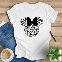 Leopard print Minnie and Mickey T- shirt  Animal Kingdom Women's Disney Tees Minnie Print T-shirts Girls and Friends Cute Tops 2