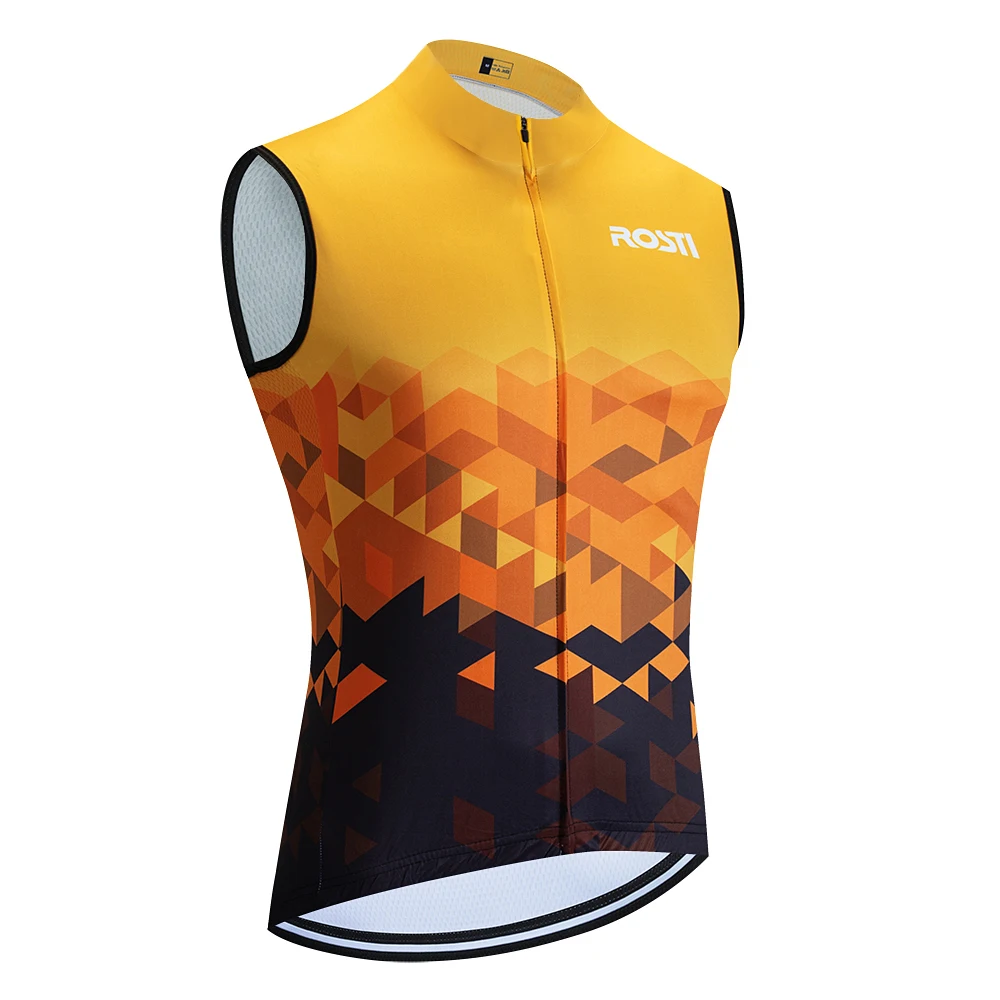 RC TEAM Gold ROSTI Cycling Jersey Sleeveless Men Women Bike Vest Maillot Ropa Ciclismo Bicycle Gilet With 3 Rear Pockets