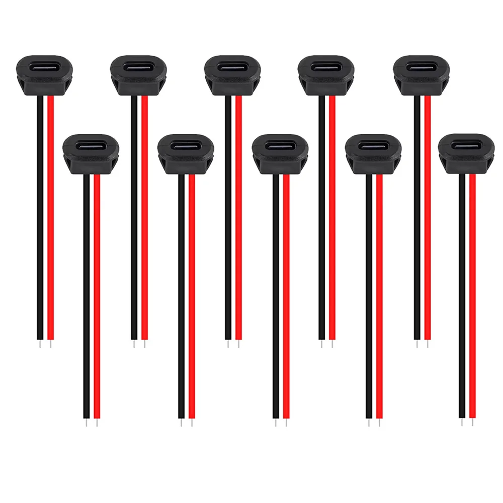 Waterproof USB-C Connector with Fast Charging Female Socket, 5/10PCS Pack