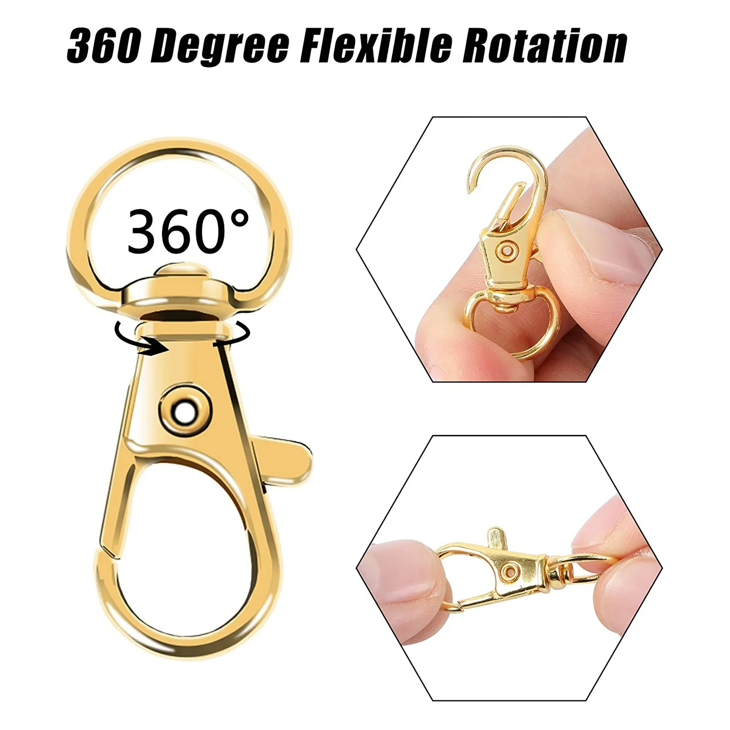 100PCS Swivel Clasps Lanyard Snap Hooks with Key Rings, Key Chain Clip Hooks Lobster Claw Clasps for Jewelry DIY Crafts 3
