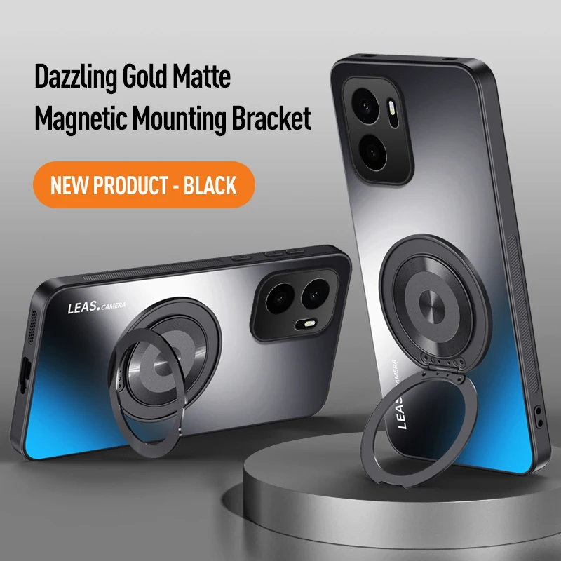Matte Magnetic Case with 360° Rotating Ring Holder - Durable Hard Cover