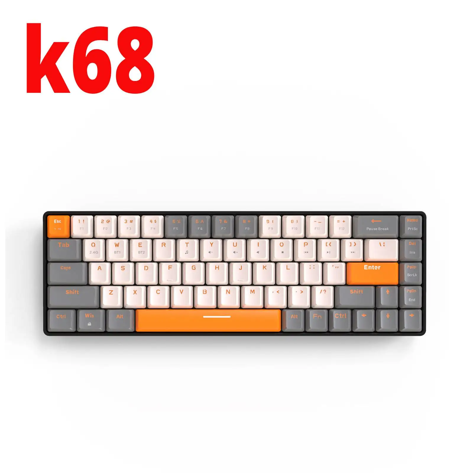 K68WirelessMechanicalKeyboard24GBT50BluetoothGamingKeyboard
