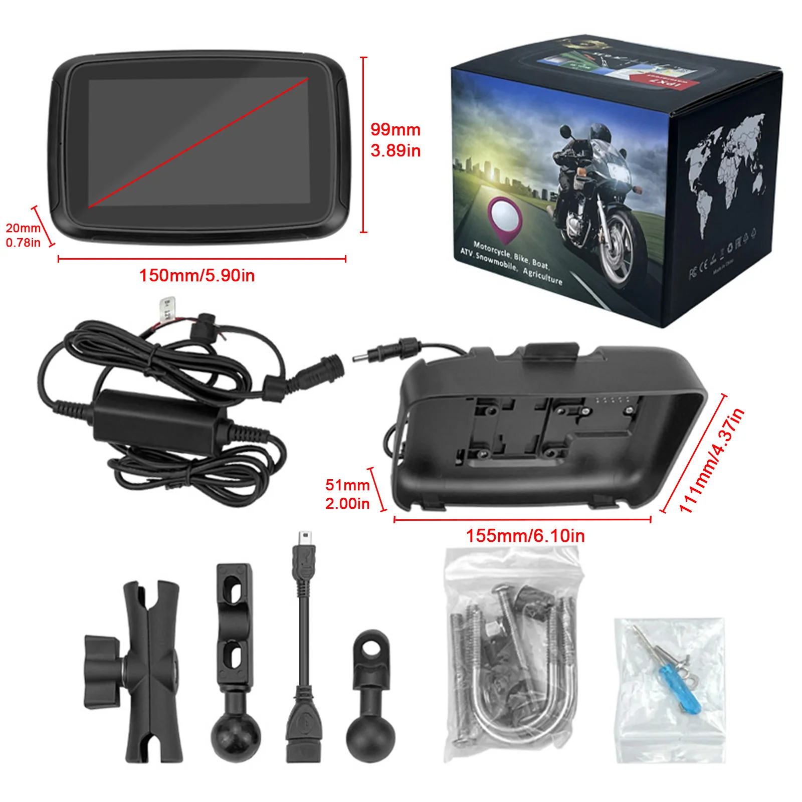 Motorcycle CarPlay Monitor IPX6 7 inch Touch Moto Navigator External  Wireless Monitor Support Android Auto Support Car Audio - AliExpress