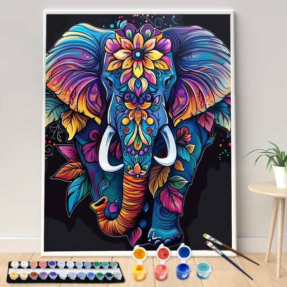 Easy Colorful Elephant Drawing: The Perfect Paint-by-Numbers Kit for Calm,  Creative Evenings, image size:1000x1000