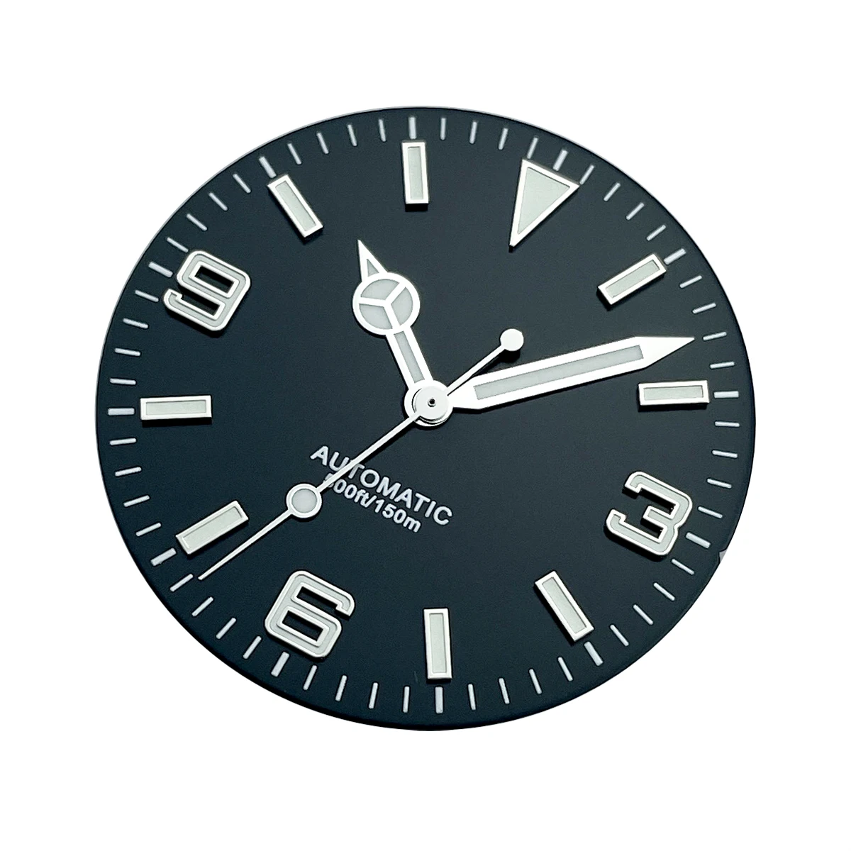 Black and White Explorer Style Watch Dial and Hands Set with Luminous BGW9