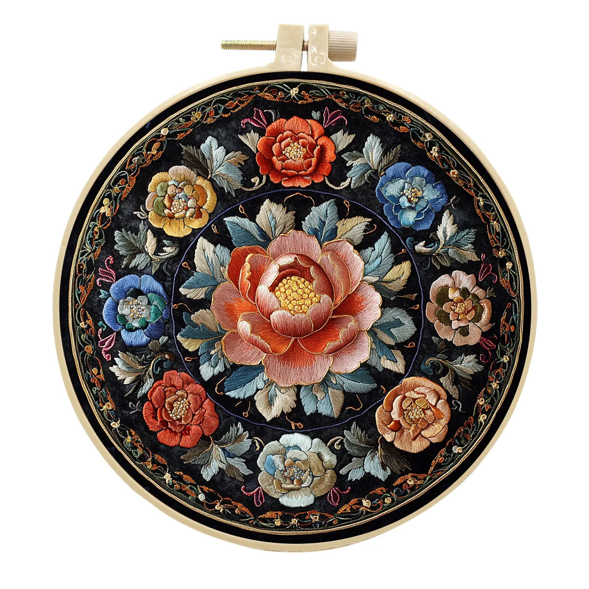 DIY Flower Embroidery Kit 3D Plant Stitching Set with Tool Art Needlework Cross Stitch Ring Craft for Home Decor & Crafting
