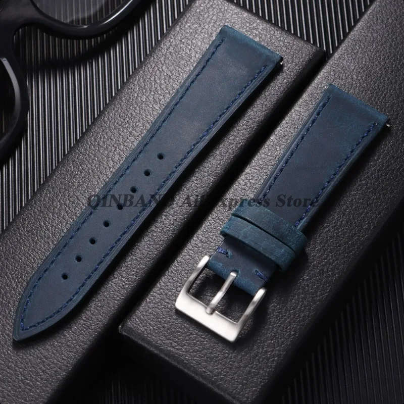 Vintage Retro Calfskin Leather Quick Release Watch Band - Universal