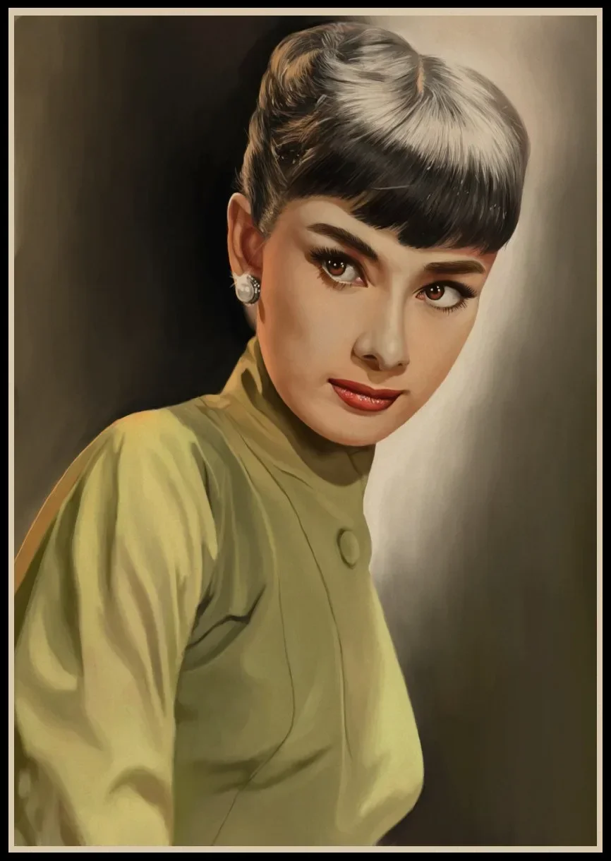 Audrey Hepburn Movie Retro Poster Wall Art Kraft Paper Poster Clear Vintage Picture Bar Cafe Home Room Decoration Wall Stickers
