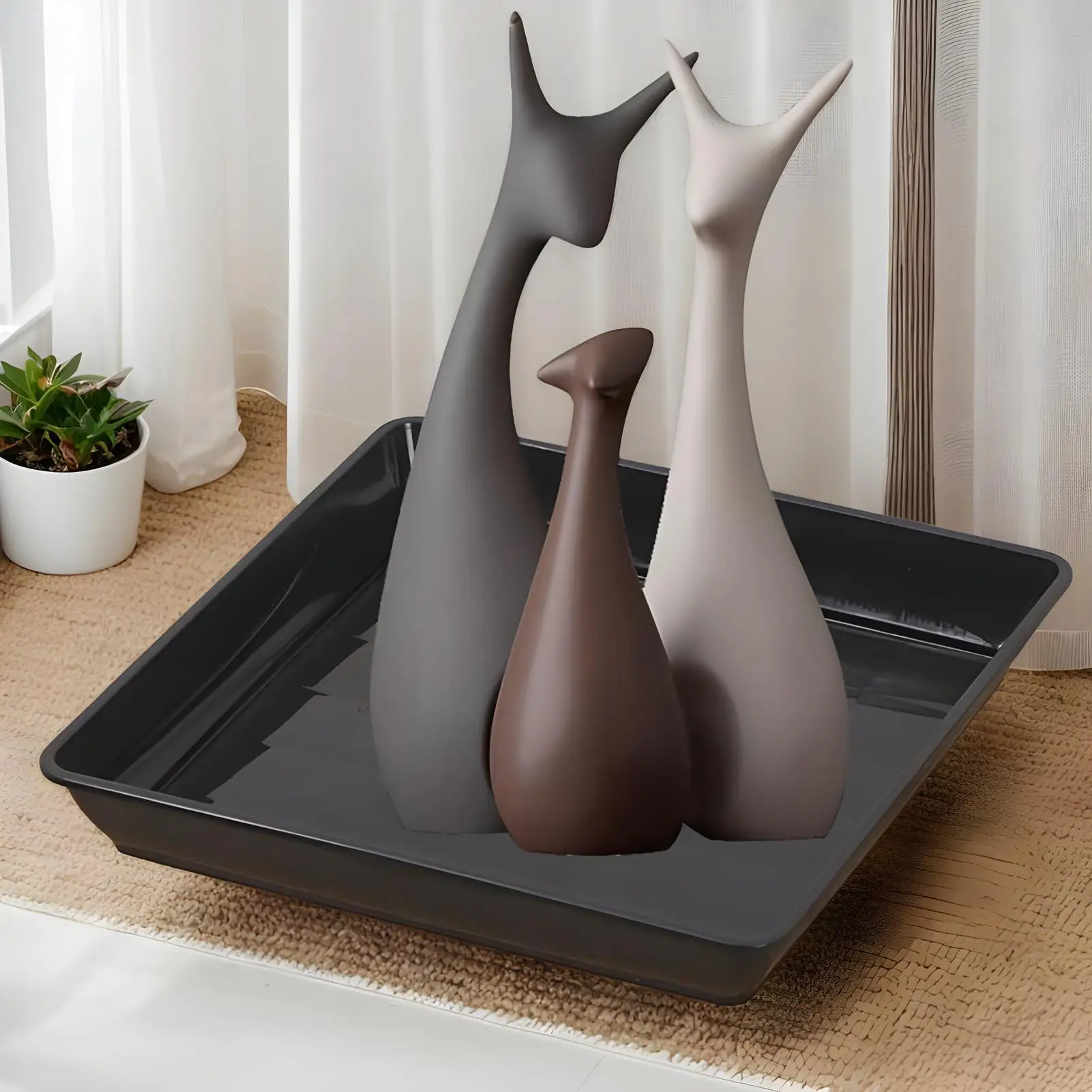 Pot Saucers for Plants 2 Pieces Square Planter Drip Dish Deep Plant Drainage Saucer for House Garden Yard Patio Greenhouse