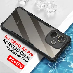 Transparent Shockproof Acrylic Protective Case with Hard PC+TPU Armor Cover for OPPO A5 Pro 4G (Black)