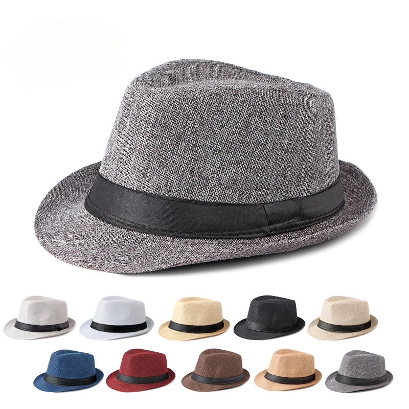 Middle-aged and Elderly Jazz Hat Fedoras Beach Linen Top Hat for Men and Women Spring Summer Outdoor Sun Protection fashion hat sun protection hat fedora hat