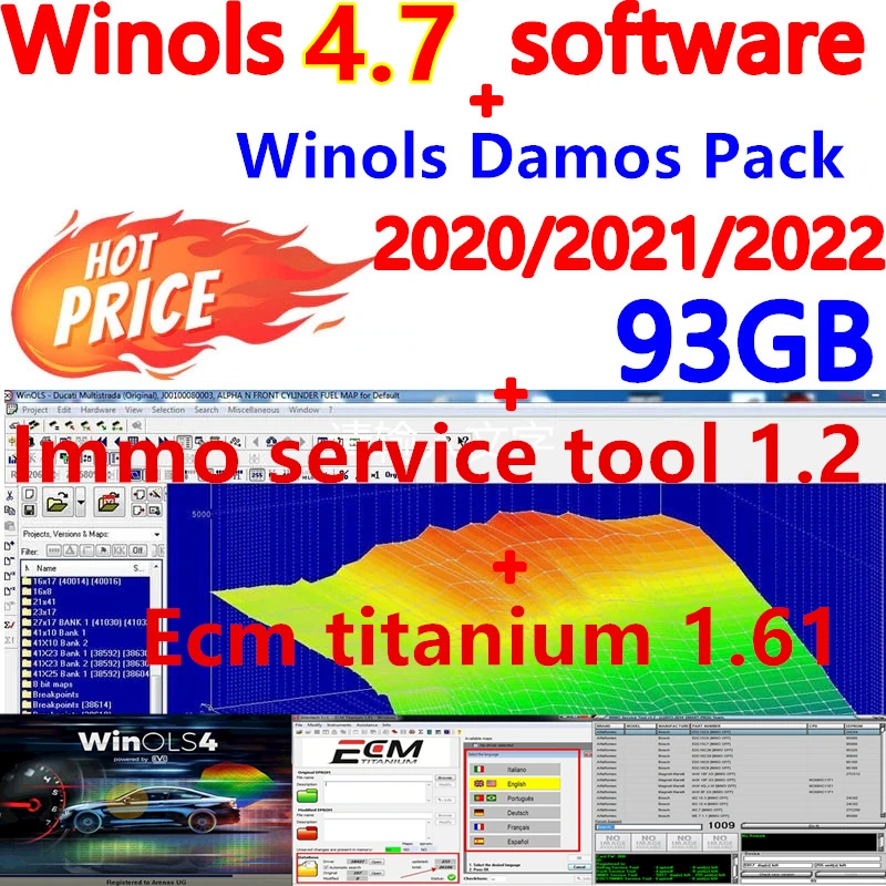 Newest winols 4.7+ 93GB winols damos biss Csomagol (NEW) 2020 2021 2022+ ECM Titán 1.61 vel 26000+ immo Szolgálat Munkaeszköz v1.2 szabadon voz