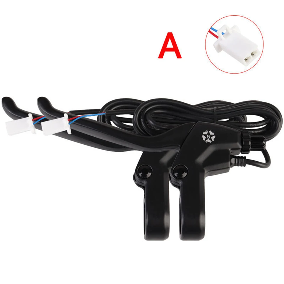 Frdhee Waterproof 2 Wires Left & Right E-Bike Brake Lever, Electronic Brake Lever Handle Bar Grips E-Bike Replacement Parts For Electric Bicycle E-Bike Scooter