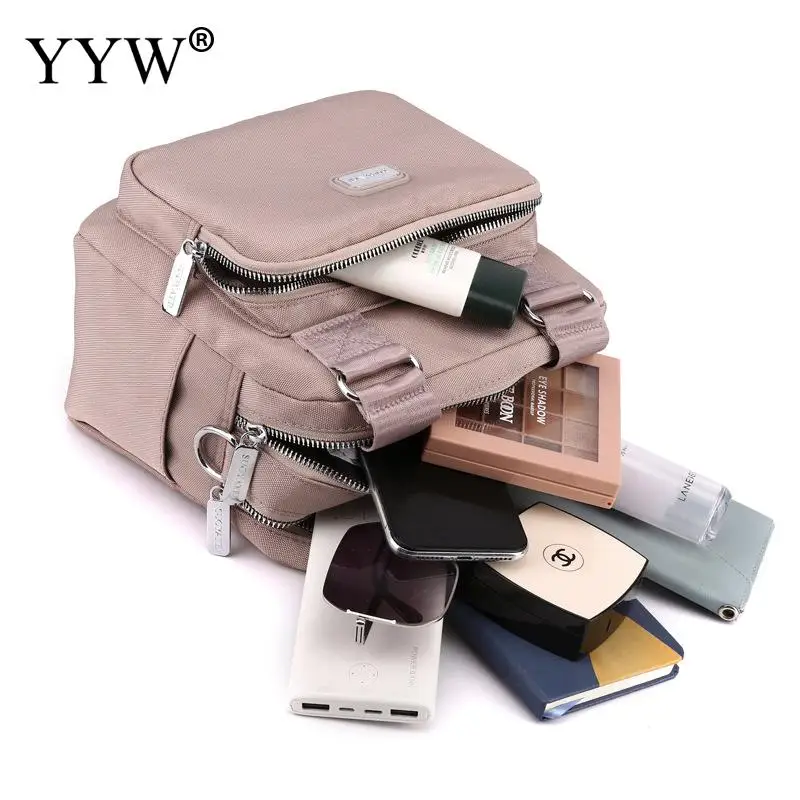 Solid Color Women Nylon Shoulder Bags Shopper Casual Top-handle Ladies High Quality Handbags Travel Pocket Tote Crossbody Bags