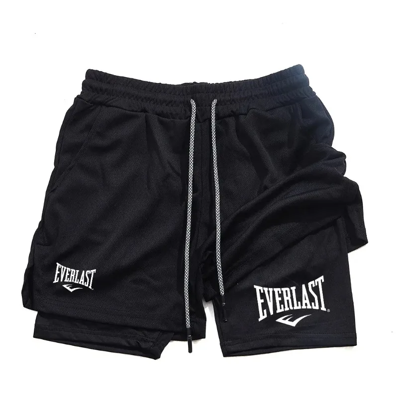 EVERLAST - Men's 2-in-1 running shorts double-layer sports shorts gym sportswear training and jogging shorts