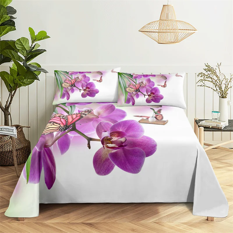 

Plant Flowers 0.9/1.2/1.5/1.8/2.0m Bedding Sheets Set Luxury Digital Print Polyester Bed Flat Sheet Bed Sheets and Pillowcases
