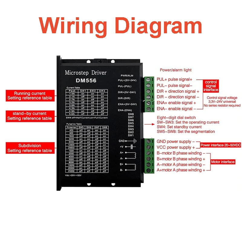 Microstep Motor Driver DM542 DM556 Suitble for 42 57 Stepper Motor Nema17 Nema23 Supply Voltage 20-50V DC 1-5.6A stepper motor driver dc motor driver
