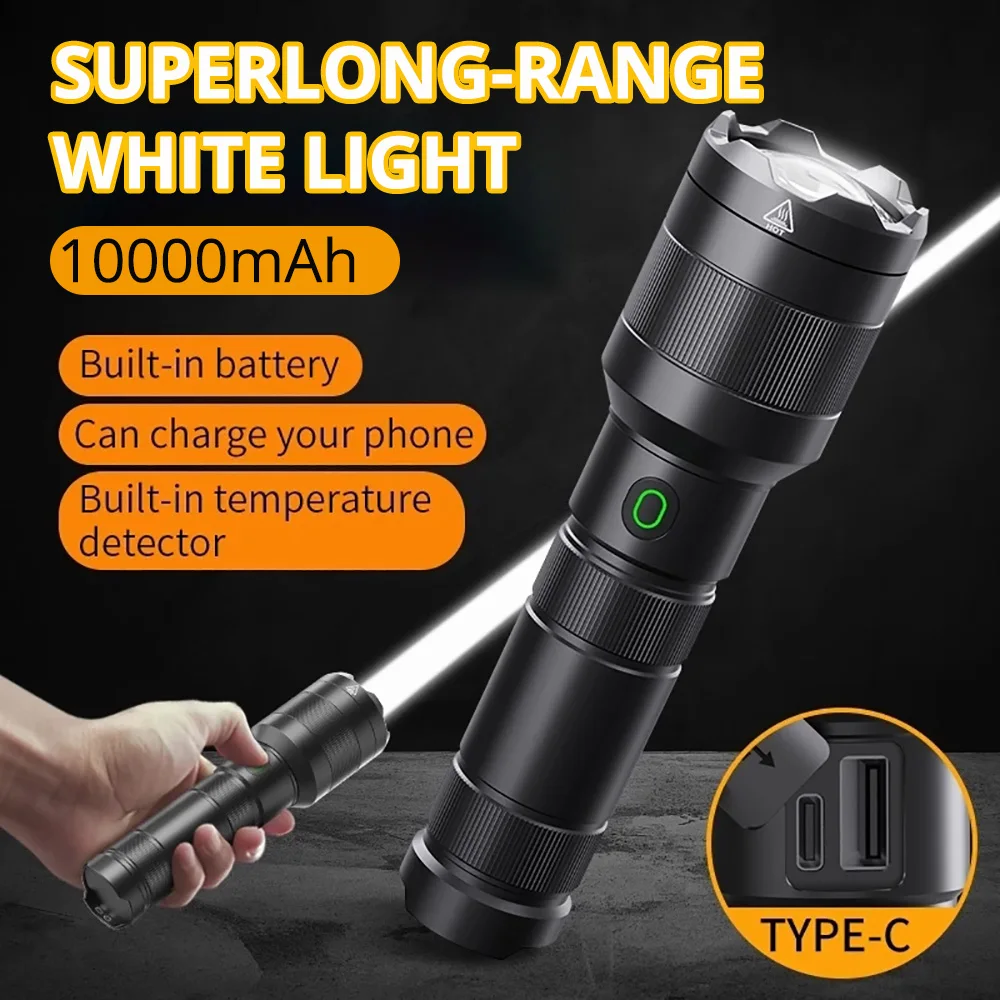 

SF2 Shot Long New Wick Flashlight LEP 8000 Meter Built in 21700 Battery Type C Rechargeable Tactical Military Search Flashlight
