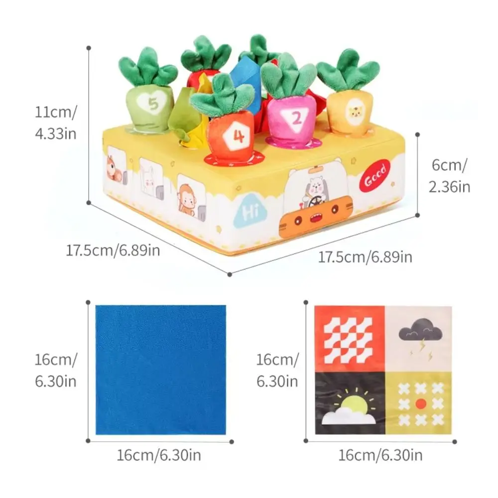 Soft Baby Tissue Box Toy Finger Exercise Tear-resistant Radishes Montessori Toy Fine Motor Skills Non-Fading