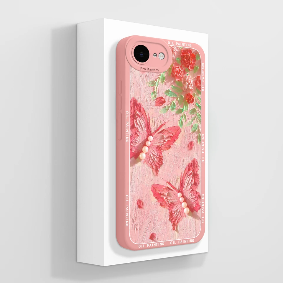Elegant Floral Butterfly Design Soft Liquid Silicone Non-Slip Back Cover