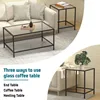 Nesting Coffee Table,Small Glass Coffee Table Set of 2, Modern Square Sofa Side Tea Table Black，Gold 5