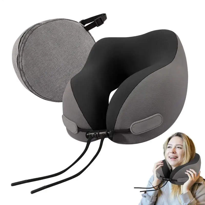 U-Shaped Memory Foam Travel Neck Pillow Portable Foldable Airplane Pillow Cervical Support Sleeping for Car Home Travel