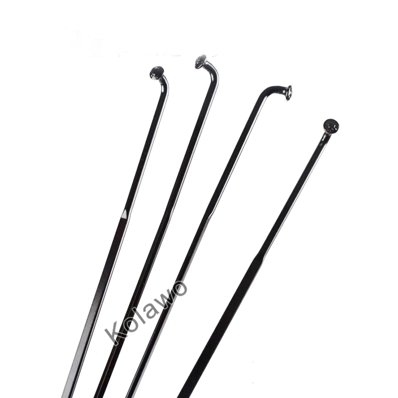 10Pcs MTB J-bent Flat Spokes 14G Black Steel Rays Spokes Bicycle Aero 191-298mm Road/Folding Bike Fat Spoke 261mm