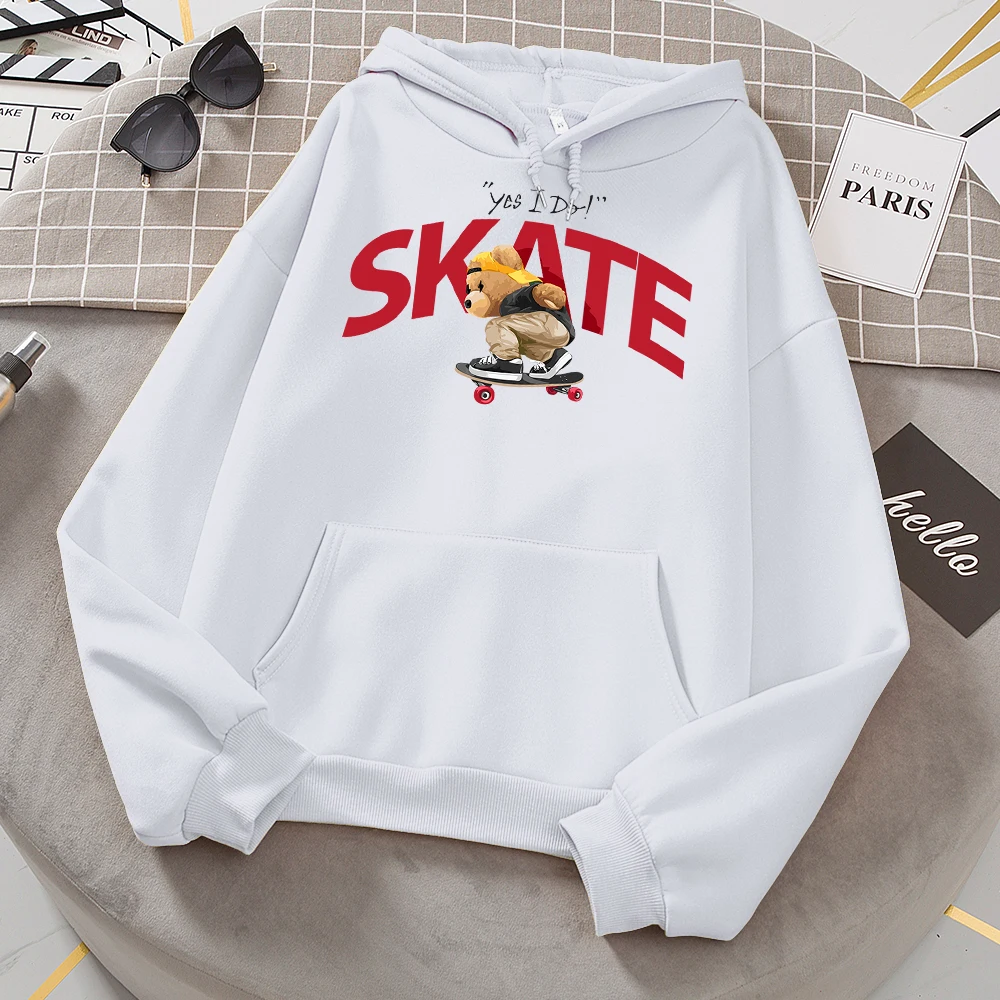 

Yes I Do Cool Street Skating Teddy Bear Hoody Women Hip Hop Casual Warm Sweatshirt Fashion Loose Autumn Hooded Casual Fleece Top