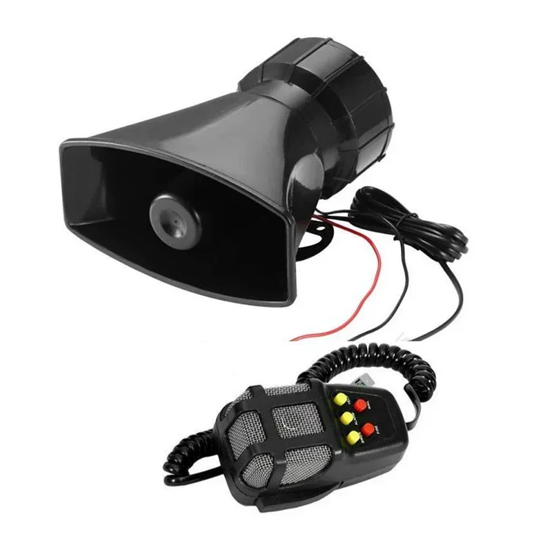 Car Siren Horn Mic PA System Emergency Amplifier Hooter 12V 100W Police Siren Air Horn Megaphone Tone Car Warning Alarm Speakers Loud