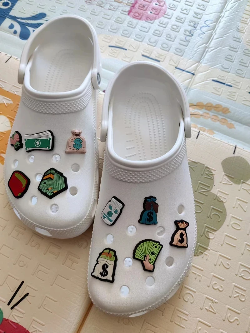 1pc Rich Cash Dollar Pins Croc Charms Garden Shoes Decoration