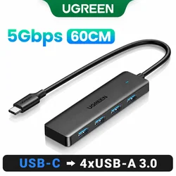 UGREEN Slim 4 - Port USB 3.0 Hub for Enhanced Connectivity (USB - C 60CM Cable)