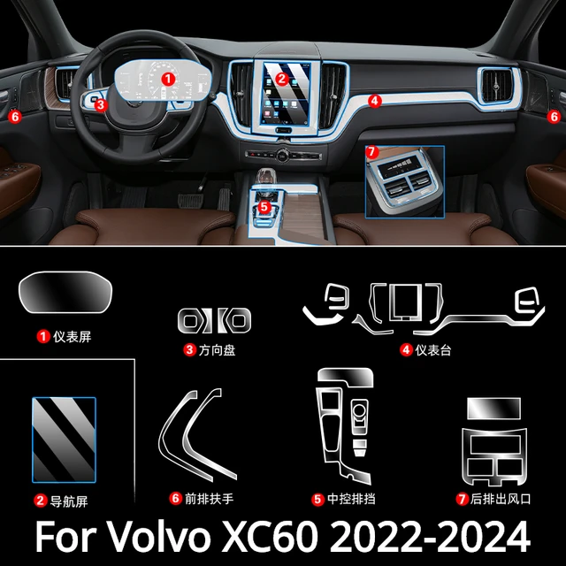 For Volvo XC60 2022-2024 Car interior Accessories film transparent