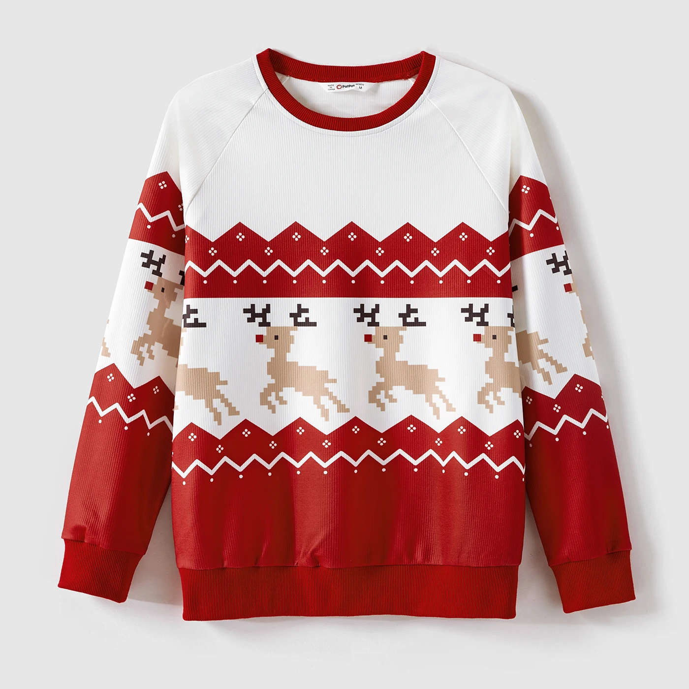 Sudadera con estampado de renos y mangas raglán PatPat Christmas Family Look Conjuntos a juego