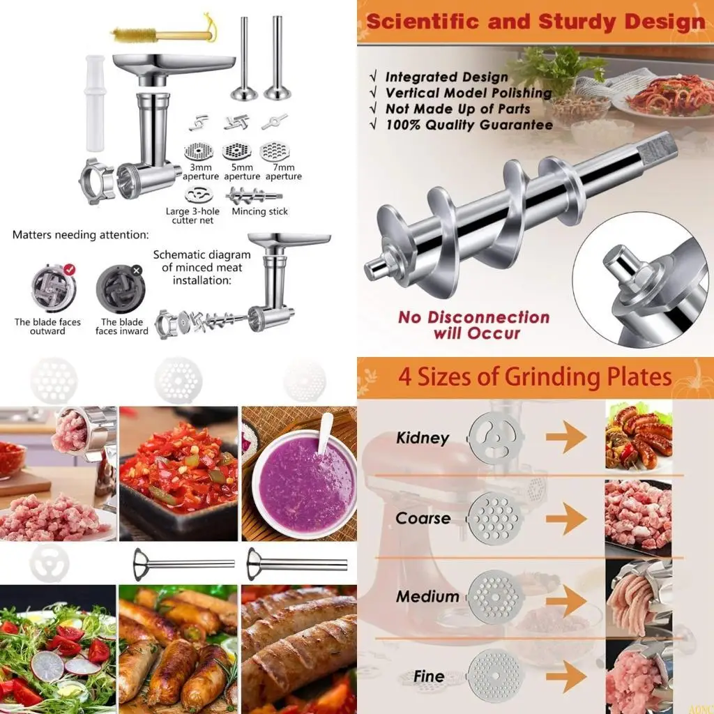 A0NC 스탠드 믹서 식품 분쇄기 소시지 Stuffer 튜브 연삭 플레이트 블레..