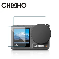For DJI Osmo Action 3 4 Camera Accessories Screen Protector Lens Cap Rubber Protect 3pcs A Set Kit For Dji Action3 Camera
