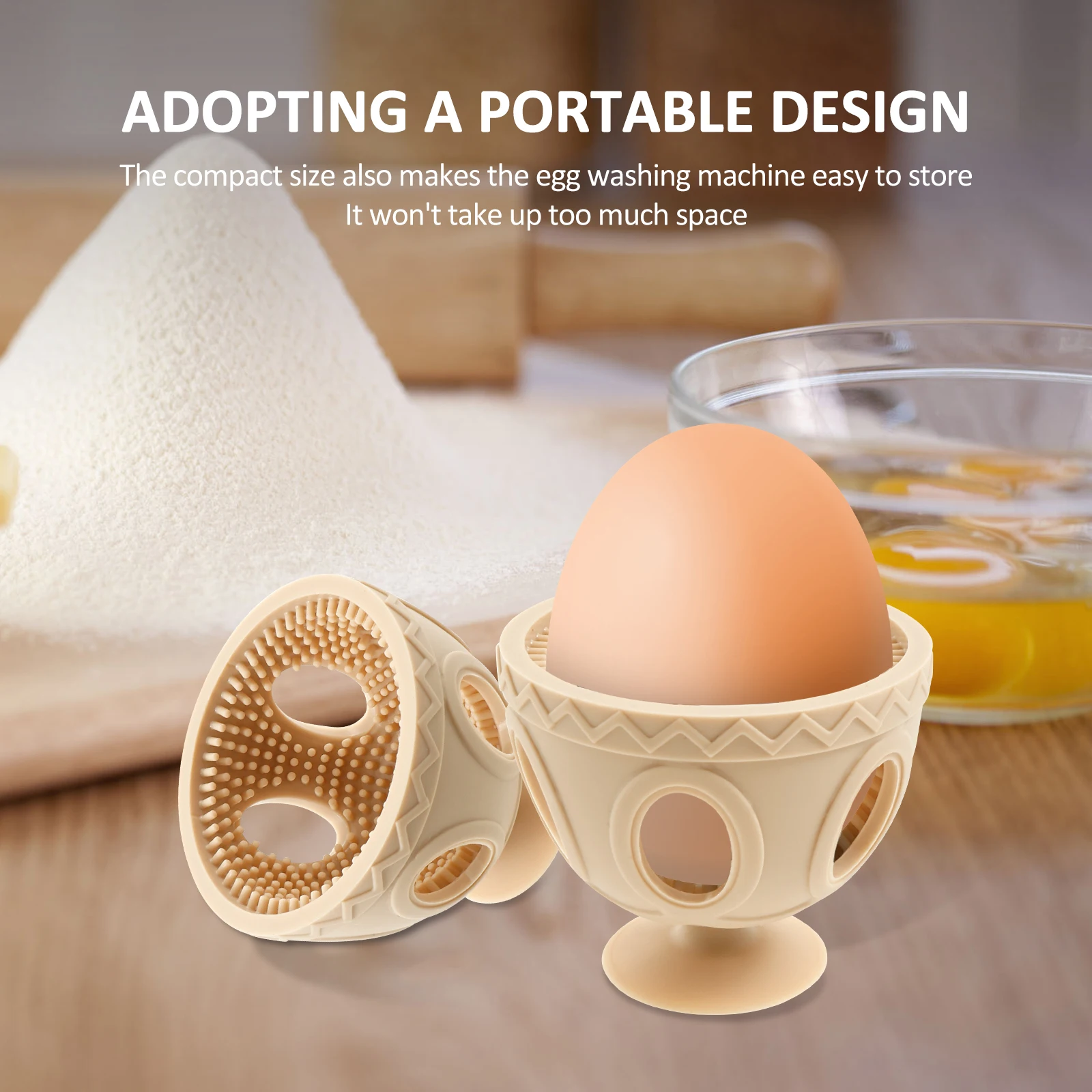 4 Pcs Silicone Egg Brush Cleaner Professional Egg Rotating Washer Scrubber with Suction Cup Portable Kitchen Egg Cleaning Tool