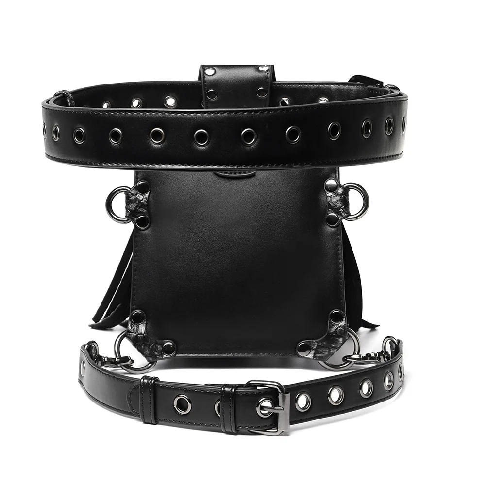 Steam Punk men's waist bag pu leather outdoor tactical bag women's tassel bag Fanny Pack Belt Bag Leg Bag Bum Bag Chest Bag