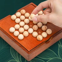 Marble Solitaire Board Game Wood Single Player Chess IQ Logic Challenges for Adults Kids Great Idea For Travel Party Family Fun 2