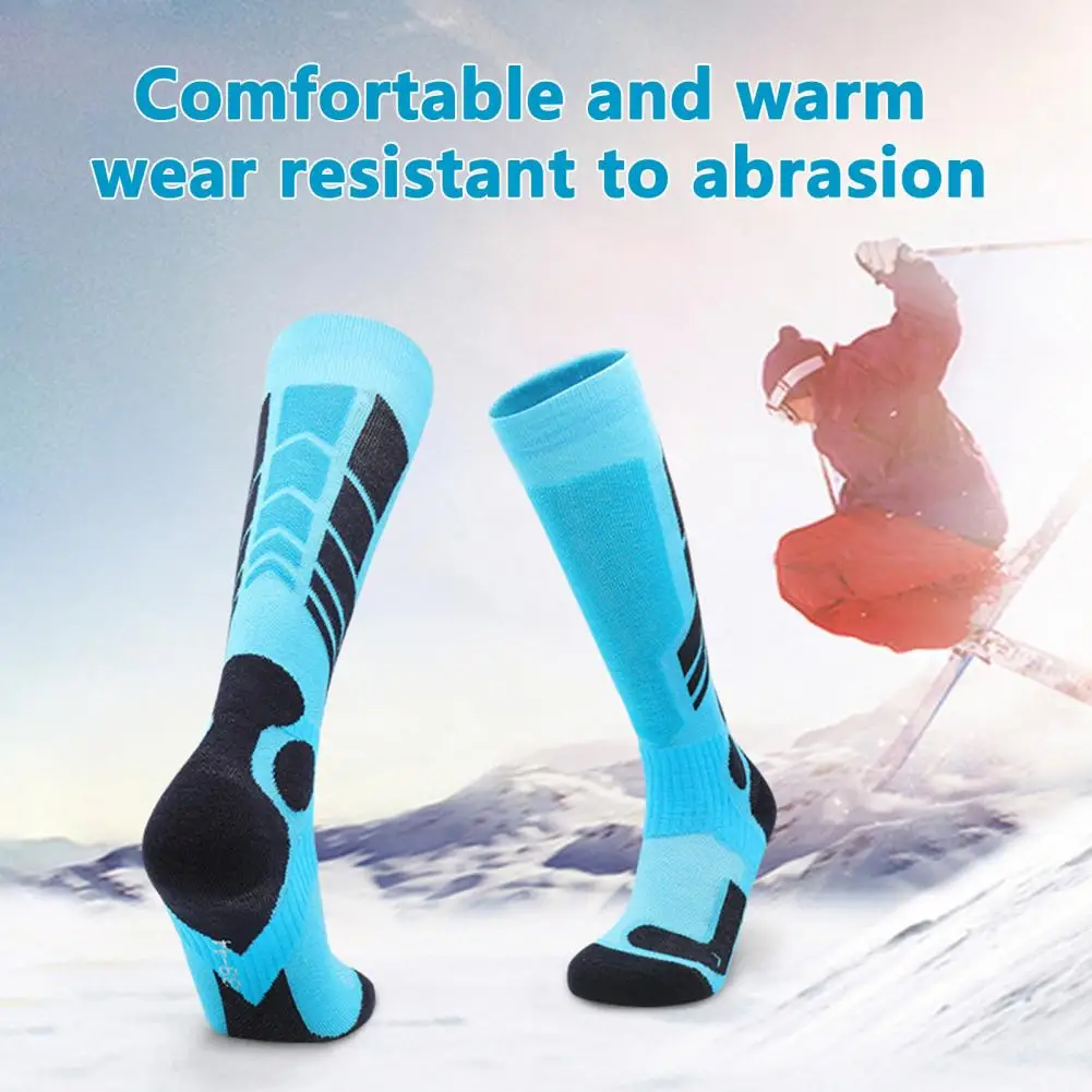 

1 Pair Ski Socks Knee High Stretchy Moisture Wicking Non-slip Terry Warm Feet Quick Drying Winter Thermal Men Women Snowboarding