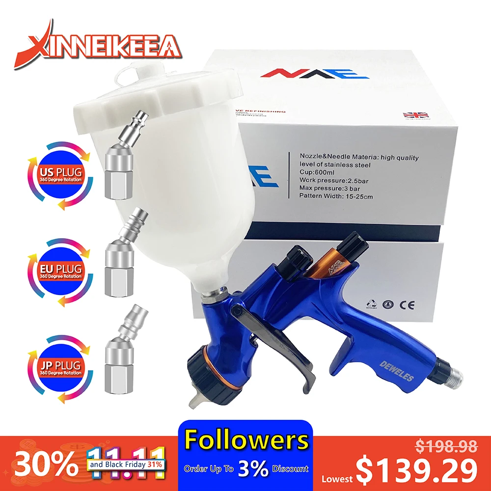 New NVE Water Based Paint Spray Gun High Atomization Boutique Car Spray Gun Environmental Protection Spray Gun Nozzle 1.3mm HVLP taiwan hvlp spray gun 1 0mm nozzle high atomization save paintsuitable for wagner apollo graco hvlp turbine paint sprayers