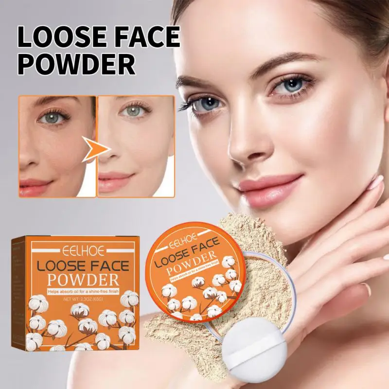 

EELHOE Makeup Loose Powder Transparent Finishing Powder Waterproof Women Cosmetics Face Finish Setting With Puff Make Up Powder