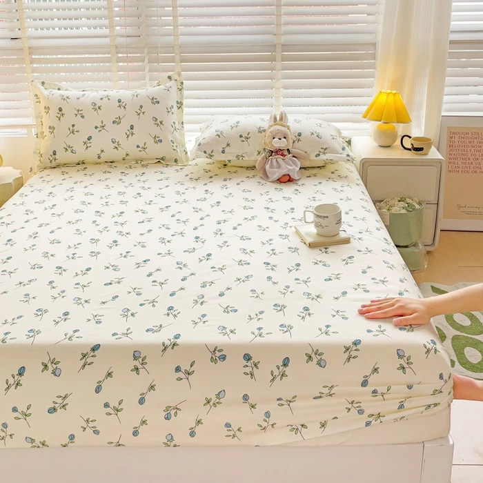 Lenzuolo stampato Copriletto elastico Lenzuola adatte alla pelle Biancheria da letto morbida drappeggio de lit (La federa ha bisogno di ordine)