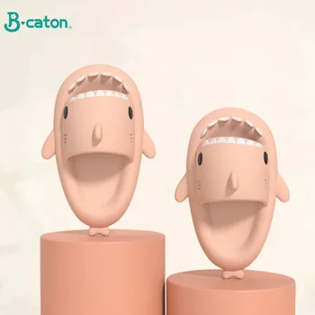 만화 상어 어린이 슬리퍼, 두꺼운 바닥, 부드러운 밑창, 미끄럼 방지, 내마모성 욕실 샌들 신발, 남녀공용 상품 이미지