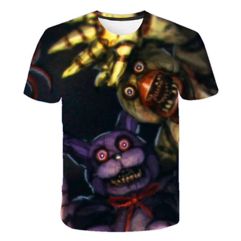 2022 new style Five Night Freddy summer T shirts fit kid boys girls fashion loose short sleeve T shirts 4-14 T top T-Shirts