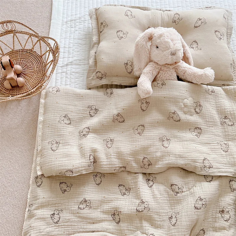 

Baby Cotton Muslin Comforter Blanket Bunny Print Summer Quilt Blankets for Babies Infant Sleeping Cover Korean Baby Bedding